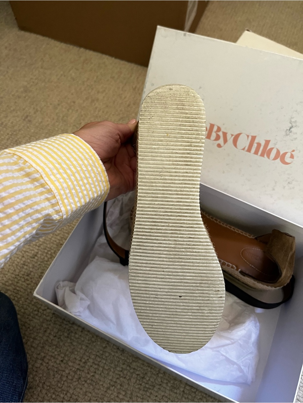 See By Chloe Brown Suede Espadrille Platform Sandals with Black Ankle Tie - Picture 4 of 6